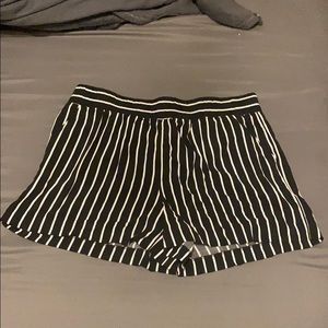 Black and white striped shorts